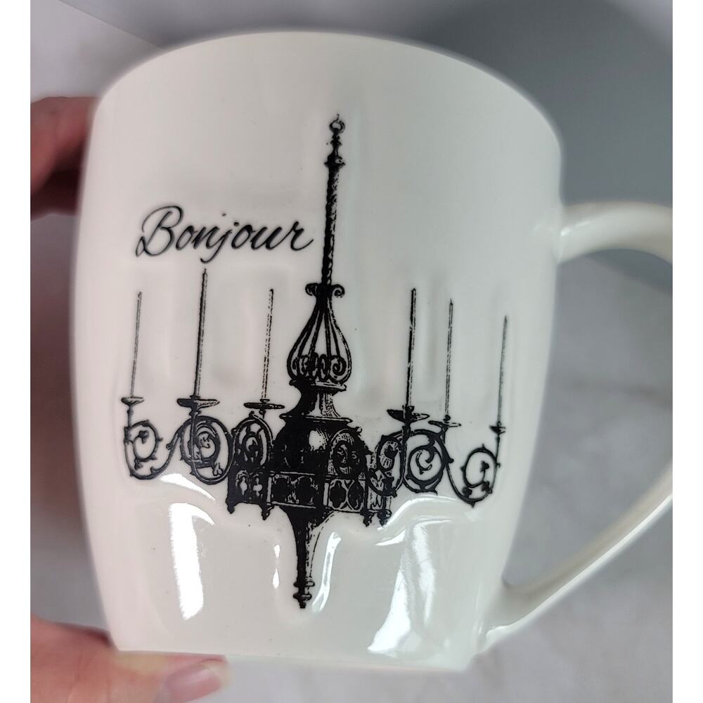 American Atelier World Traveler Fine Porcelain French Bonjour Coffee Mug - Picture 10 of 11